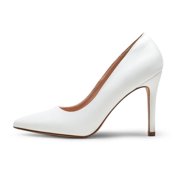 Pointed Toe High Heel Pump Shoes - WHITE PU - 1